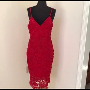 Red lace midi dress ❤️